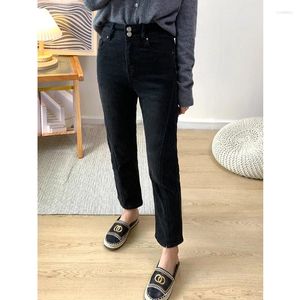 Jeans pour femmes Longueur de cheville droite y2k pantalon élastique 2024 Fashion Casual High Waited Chic Vintage Mom Denim Tablers E140