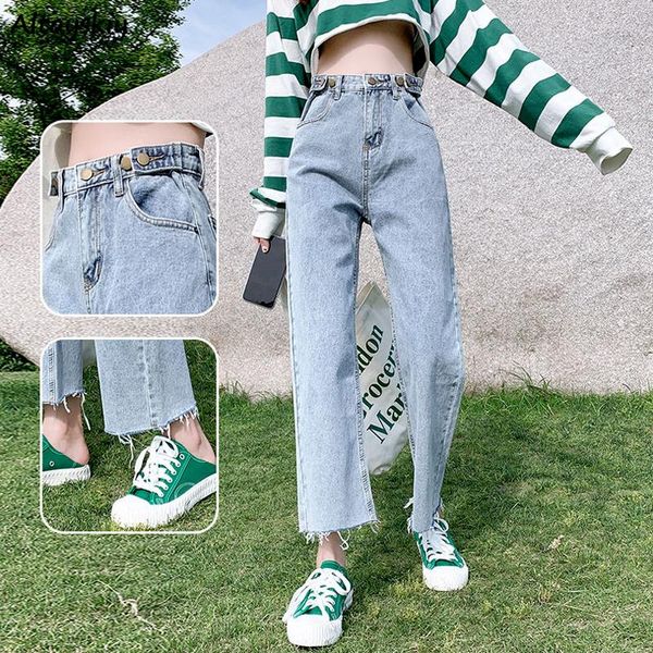 Pantalones vaqueros rectos de mujer de verano de cintura alta elegantes modernos que combinan con todo hasta el tobillo pantalones de mezclilla para mujer Retro Casual estudiantes Ulzzang