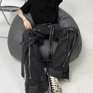 Jeans pour femmes Streamer Design Metal Zipper Hommes et femmes 2024 Été Lâche Casual High Street Pantalon cargo droit
