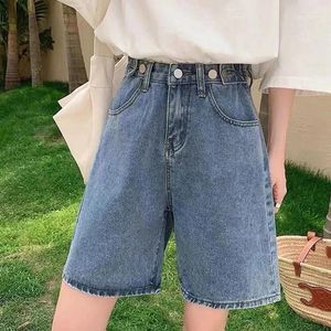 Pantalones vaqueros de mujer moda callejera verano todo fósforo pantalones cortos de mezclilla sueltos y simples Y2k cinturón de cintura alta corto delgado