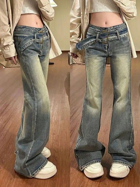 Jeans pour femmes Street Retro Y2k Designer Bootcut à jambe droite Europe et Amérique Offres de vêtements