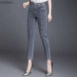 Jeans Femme Streetwear mode femmes jean crayon maigre vêtements coréens pantalons courts printemps été taille haute tout-match pantalon décontractéC24318
