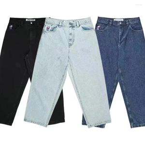 Jeans pour femmes streetwear polaire grand garçon y2k harajuku hip hop caricature de dessin animé pantalon rétro pour hommes.