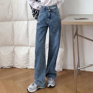 Dames jeans streetwear rechte vrouw hoge taille moeder zaggy denim broek volledige broek broek Jean femme