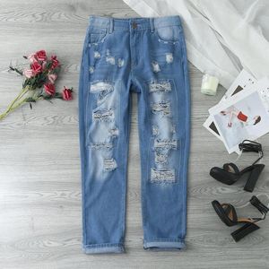 Jeans pour femmes streetwear extensible pantalon en denim en détresse déchirée jean cloche faster quotidien