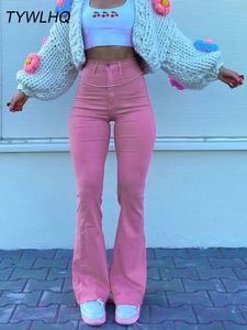 Dames Jeans Streetwear Y2k Flared Jeans Vrouwen Hoge Taille 90S Mode Roze Stretch Baggy Mom Jeans Wijde Pijpen Broek Elegante Denim Broek 230731