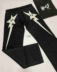 Pantalones vaqueros para mujer Streetwear Y2k Hip Hop Star Print Baggy Pantalones negros Mujeres Hombres Nuevo Harajuku Casual Gótico Pierna ancha Pantalonesyolq