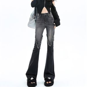 Dames jeans streetwear y2k Jean 90s vintage grunge punk Koreaanse mode hoge taille geborsteld denim broek zwart wijd been wijd uitlopende broek 230331