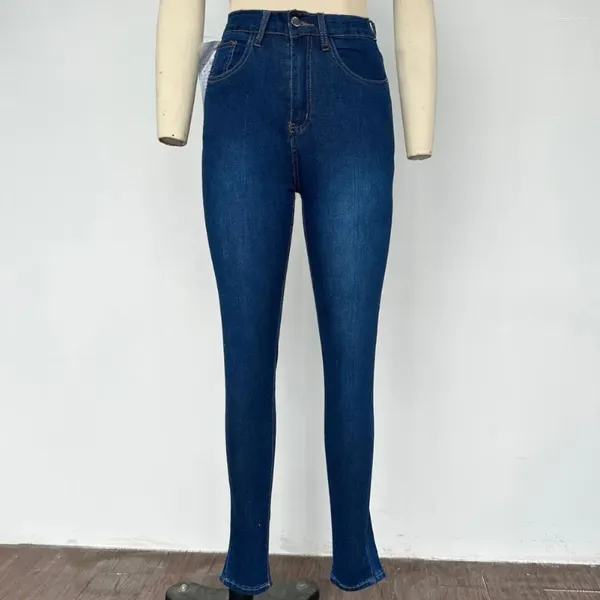 Jeans pour femmes, extensible, slim, dégradé de couleur, taille haute, pantalon levé, amincissant, longueur cheville douce
