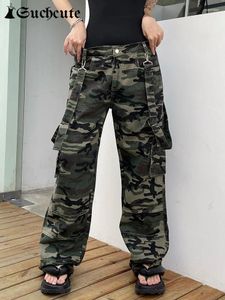 Damesjeans Suchcute Streetwear Camouflage Cargo Women Vintage Goth Pocket Up denim broek Harajuku verband Baggy 90s Straight Pant