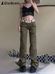 Jeans féminins telcute vintage harajuku cargo y2k grunge basse streetwear streetwear pantalon denim baggy femmes fée
