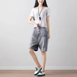 Jeans pour femmes Summer Casual 2024 Shorts pour femmes vintage Ripped Grey Grey Longueur Denim Pantal