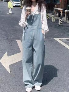 Jeans pour femmes été décontracté mince Denim poches pleine longueur Baggy lâche bureau dame salopette années 90 vêtements Vintage vêtements de mode coréenne