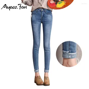 Dames jeans zomerse manchetjes enkellengte broek 2024 slank potlood voor studenten meisjes dames vintage dames mager