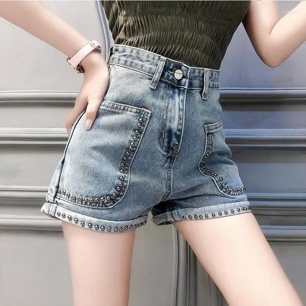 Jeans pour femmes shorts en denim d'été féminin de mode décontractée trou lâche avec poches cool femme Street Booty Q434
