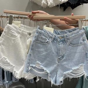 Jeans pour femmes Summer Denim Shorts Femmes Mode coréenne Trous déchirés Taille haute Pantalon court Femme Casual Street Pantalon à jambes larges