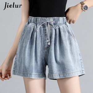 Dames jeans zomer elastische taille denim shorts dames hoge a-line manchet gewassen vrouwen Koreaanse mode blauw vrouwelijk S-5XL