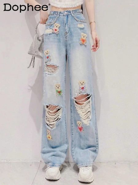 Jeans para mujeres Summer est EST Color pesado Osero Slimbor de cintura alta pantalones de mujer anchas Retras