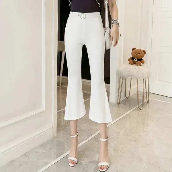 Jeans pour femmes Summer High Show Show Thin Split Sept Points Pantalon Femmes Couleur solide Vintage Femme Korean Fashion 2024