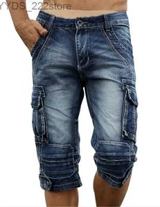 Dames jeans zomer heren retro goederen denim shorts retrozuur gewassen vervaagde multi -pocky militaire stijl fiets shorts yq240423