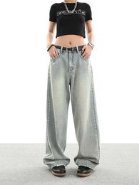 Dames jeans zomer nieuwe rechte jeans vrouwen hoge taille streetwear denim broek dames breed poot losse jeans voor vrouwen 2024 240423