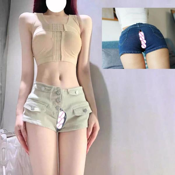 Jeans para mujeres Summer Summer Outdoor Sex Open Contads Pantalones elásticos de ropa de trabajo