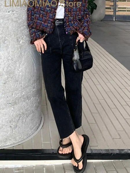 Jeans pour femmes Summer Slim Causal High Streetwear Streetwear coréen Denim Pantal