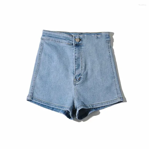 Jeans pour femmes Summer Street Fashion Couleur solide haute taille en denim short Femmes Stretch Thin Rétro Short