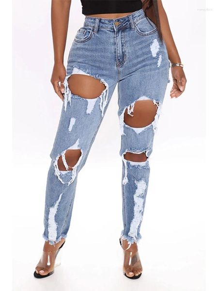 Jeans féminins Fashion Summer Streetwear Big Size Ripped Low Retro Retro Sexy Hole Ruine Ruined Denim pantalon