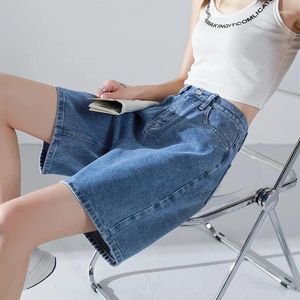 Jeans pour femmes Summer Femme Short denim High Wide-Leg Baggy Harajuku Streetwear Ladies Loose All-Match Leisure Jean Pantalon Short Q748