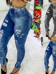 Jeans pour femmes Summer Blue Dark Wash Weur Tempérament haute taille Commutation Vintage Vinty Streetwear Femmes