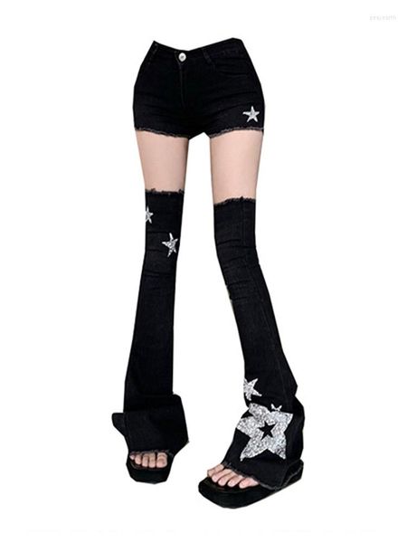 Jeans pour femmes Été Femmes Gothique Harajuku Mode Slim Jean Shorts Denim Star Y2k Streetwear Gyaru Pantalon Années 2000 Esthétique E-girl Grunge