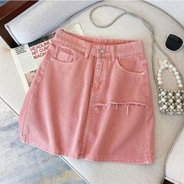 Vrouwen Jeans Zomer Vrouwen Roze Denim Shorts Mode Dames Knopen Hoge Taille All-Match A-lijn Korte Broek Casual pocket Bodems