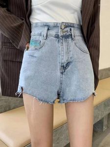 Dames jeans zomer vrouwen sexy hoge taille denim vrouwelijk los fit breed poot achterzak diamanten casual shorts streetwear 5xl