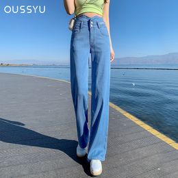 Dames jeans zomer vrouwen dunne lyocell onregelmatige hoge taille zachte los rechte wide been denim vrouwelijke y2k casual streetwear broek 230330