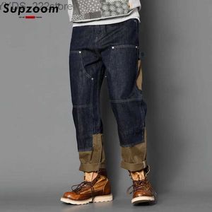 Damesjeans Supzoo Nieuwe aankomst Hot verkopen Fashion Herfst Zipper Flight Wash Leisure Patch Work Goods Denim Pocket Cotton Jeans Mens YQ240423