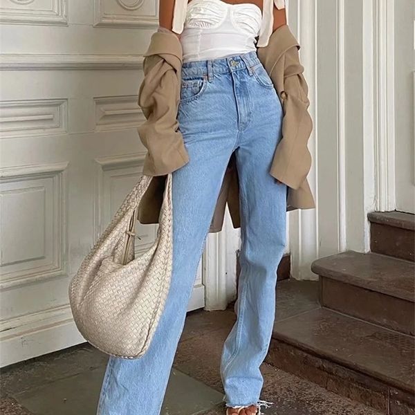 Jeans pour femmes Syiwidii taille haute pour femmes droite maman Baggy Denim Vintage Streetwear pantalon vêtements pleine longueur pantalons longs 220928