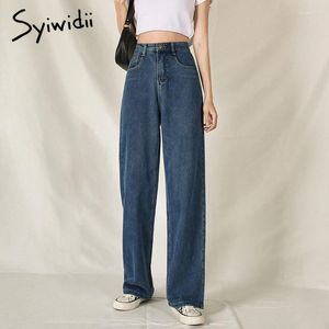 Jeans pour femmes Syiwidii taille haute femmes pantalons à jambes larges vêtements pleine longueur coton décontracté baggy maman denim automne 2024 vintage streetwear