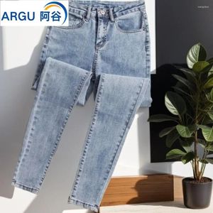 Jeans pour femmes taille haute taille haute maigre pour femmes automne pantalon élastique pantalon en denim bleu gris vêtements légers