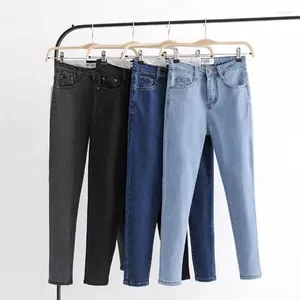 Jeans pour femmes hauts hauts hauts maigres pour les femmes pantalon marron élastique automne