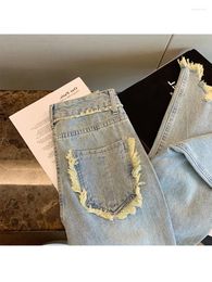 Jeans féminins Tassel Trime enracinée Ligne large pour les femmes Y2K Fashion Street Denim Pant