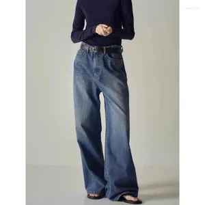 Jeans pour femmes TheR0w Printemps / Hiver Noir Taille haute Pantalon à jambes larges et hautes Long Baggy Y2k