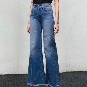 Jeans pour femmes minces femmes à jambe large fashion plus taille dames fit ajustement pantalon en jean évasé Mid-Waist Streetwear