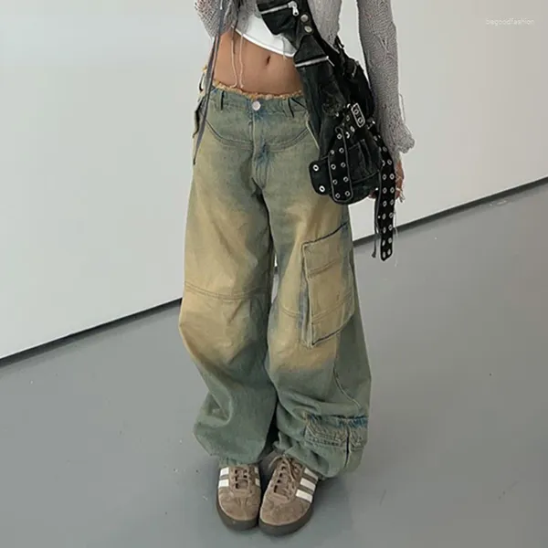 Jean femme impression teinture par nouage Baggy Denim Streetwear esthétique Vintage Y2K pantalon Harajuku années 90 jambes larges bas haut