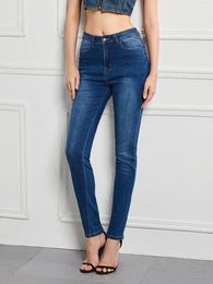 Collants en jean élastiques pour femmes, Slim, taille haute, pantalons petits pieds, pantalons crayon décontractés, automne et hiver 2023