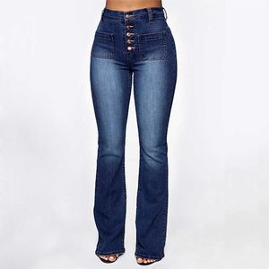 Jeans femme Tommy Control Jeans Poche plaquée à boutons Pantalon délavé à l'eau Jeans Femme Vêtements