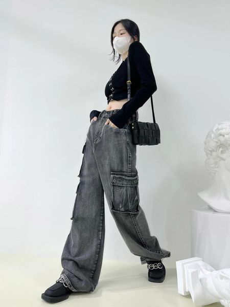 Jeans féminins Top Fashion 2024 Streetwear Hip Hop Pantalon de jambe largeur High Waist Cargo Bocgs Wholesale