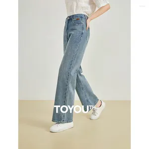 Jeans pour femmes Toyouth Femmes rétro en détresse lavée 2024 Pantalon décontracté polyvalent d'été