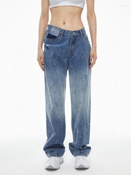 Jeans pour femmes tendance coton 2023 diamants lâche décontracté femmes Y2k robe de haute qualité pantalon irrégulier soutien-gorge