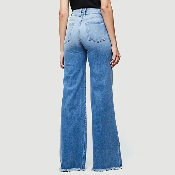 Jeans De Mujer Pantalones De Chándal De Mezclilla De Moda Mujeres Ligeras Color Degradado Moda Cintura Media Llamarada Elástico